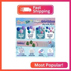 LumaZoa 148pcs Stich Blue Purple Pink Balloon Arch Garland Kit Silver with Palm