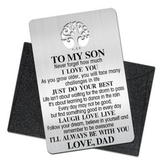 To My Son Wallet Card, Engraved Metal Wallet Insert Card Love Note from Dad,