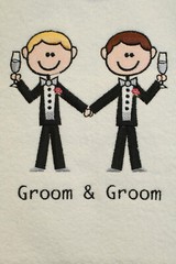 3PC Groom and Groom Wedding Gift His and His Towel Set Formal Champagne Tuxedo
