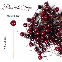 hoyuwak Burgundy Christmas Ornaments – 100 Pcs Artificial Holly Berries on
