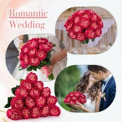 Giegxin 20 Pcs Real to Touch Peonies Austin Roses Artificial Flowers, Faux Lo…