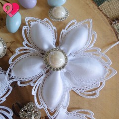 Flower Petal Pull Bow Ribbon Pouch Jordan Almond Holder Baby Wedding Party Favor