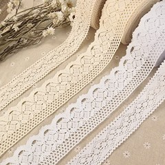 White Lace Ribbon 16 Yards Crochet Lace Trim Cotton Sewing for Crafts, Gift 1#