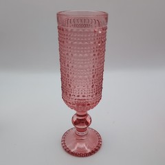 4 Pcs VTG Champagne Flutes, 5 oz Pink Goblet Champagne Glasses, Hobnail Drin..