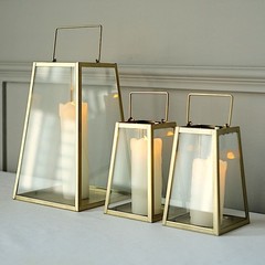 Gold Clear2 Geometric 6″ Metal Lantern Candle Holders Hanging Terrariums Party