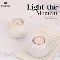 Marble Tealight Candle Holder 3.5 Inch White Gifts, Stone Holders 3.5 inches