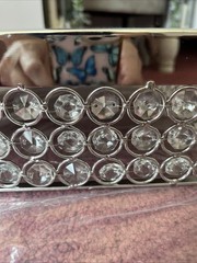 New Cupcake/ Cake Display -Large – Silver Shiny With Beaded Sides – 15.5×15.5×4
