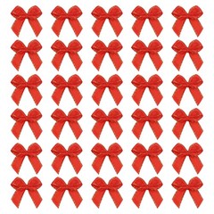 Mini Metallic Gold Edge Ribbon Bow, 22x23mm Bow (Pack of 50, Red)