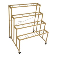 4-tier Flower Holder Flower Display Stand with 16 Pieces Buckets Metal PP