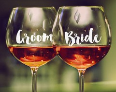 Bride Groom Wedding Champagne Wine Glass Mug Cup Decal Sticker Bridal Party Gift