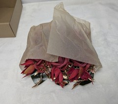 ANSOFI Artificial Floral Red Rose with Gold Leaf Corsage / Boutonniere Set of 6