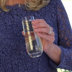 Lillian Rose Mother of Bride Stemless Champagne Glass and 8 Ounces, Gold