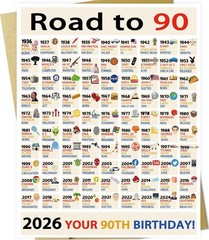 OJsensai Vintage 90th Birthday Decorations Gifts for Women Men, Giant 90 Year…