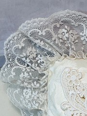 Vtg Wedding Ring Bearer Pillow Victorian Bride Brocade Ivory Satin Lace Ribbons