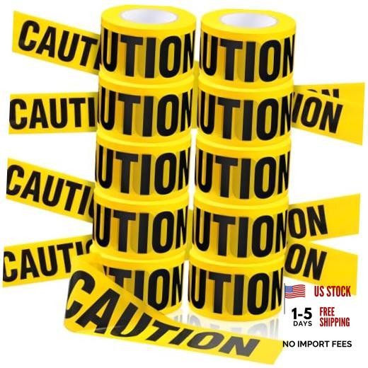 10 Rolls 3 Inch x 1000 Feet Construction Tape Waterproof Safety Yellow Caution