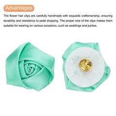 16 Pcs Ribbon Roses, 2 Inch Rose Artificial Fabric Flowers, Mint Green