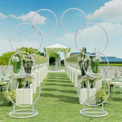 2pcs Half Moon White Metal Wedding Flower Display Frame Arch Backdrop Stand Deco