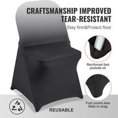 VEVOR 100PCS Black Stretch Spandex Folding Chair Covers for Wedding Party Dining