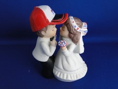 New Buffalo Bills Kissing Bride & Groom Wedding Cake Top figurine with cap
