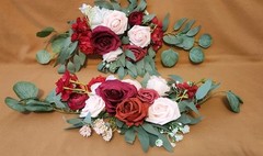 Burgundy Cream Floral Wedding Swags wedding arch Arrangements Set of 2