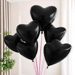 Heart Balloons, 12PCS Heart Foil Ballons, ILYJNQIN18inch Valentine Black