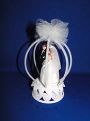 New Vintage Wilton Petite «Diamond Crown» , black tux Wedding CakeTop, 104-41514