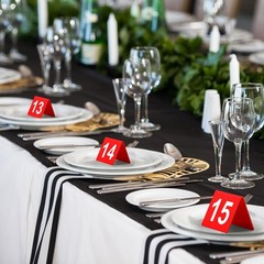 Acrylic Table Numbers 1-25 Double-Sided Tents for Weddings & Events – Red/White