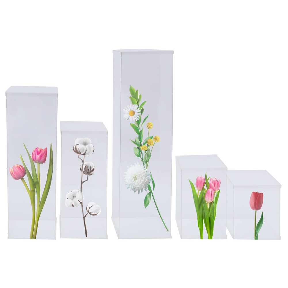 5pcs Floral Bouquet Rack Clear Acrylic Stand Box Fit For Wedding Backdrop Decor