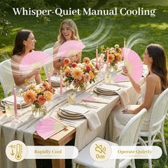 JOHOUSE 12 Pcs Foldable Hand Fan, 8.3 Inch Pink Paper Fans for Medium,