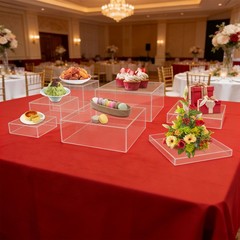 7pcs Acrylic Cake Display Stands Cupcake Stands Buffet Risers Set For Exhibition