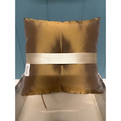 Hortense B Hewitt Co Ring Bearer Pillow Taupe w/ Ivory Satin Bow Pearl Wedding