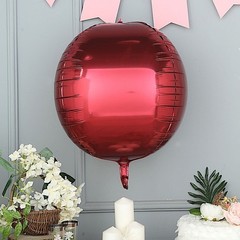 2 BURGUNDY 18″ wide 4D Round Orbs Balls Mylar Foil Balloons Wedding Decorations