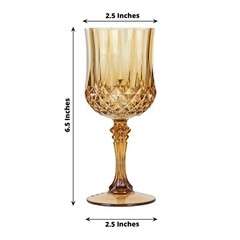 GOLD 6 Plastic 8 oz Crystal Cut Goblets WINE GLASSES Party Events Decorations