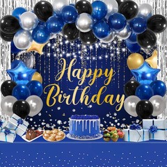 7x5ft Happy Birthday Decorations Backdrop Banner, Glitter Birthday Backdrop S…