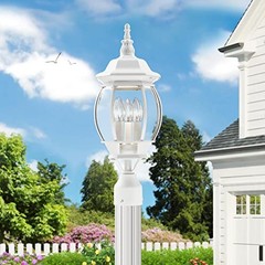 Lighting 7526-13 Post Top Light Fixture, White | Clear Beveled Glass Shades