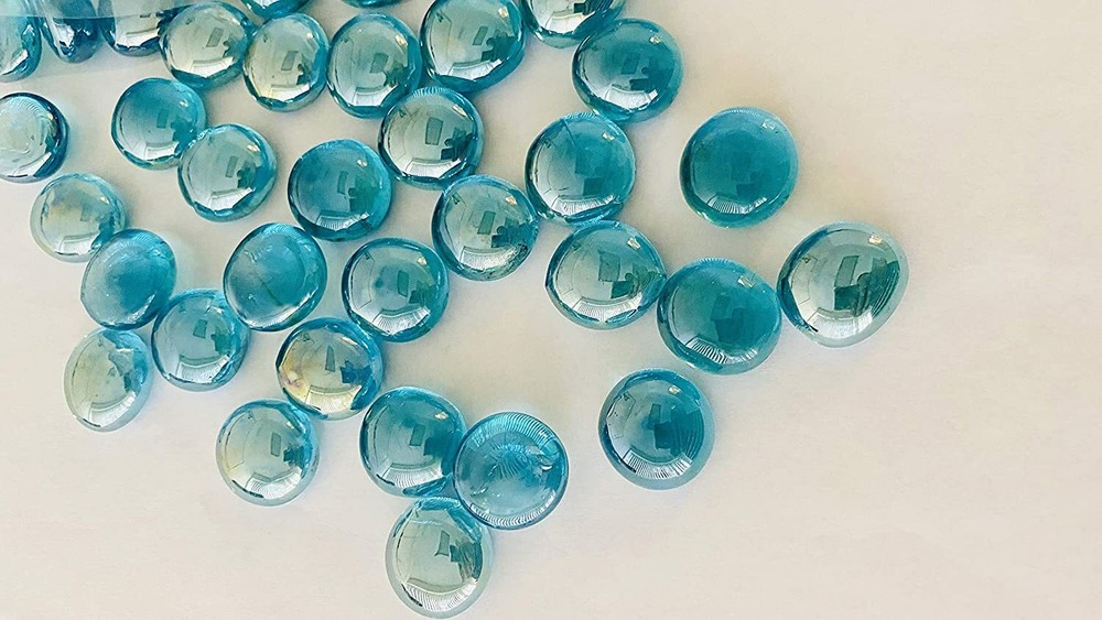 10 Lb Flat Glass Marbles/Pebbles for Vase Filler Etc (Ice Blue 0.65″~900 PCs)