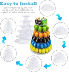 6 Tiers Round Macaron Tower Stand Plastic Transparent Cake Stand Macaron Disp…