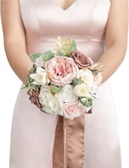 Ling’s Moment 7 Inch Dusty Rose Wedding Bouquets for Bride, Bridesmaid’s Bouquet