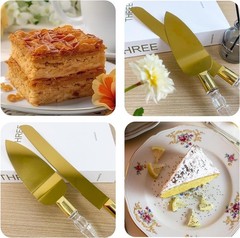 Timeless Cake Server Set – Gold Stainless Steel Knife & Crystal Handle Gift Idea