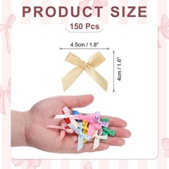 150 Pcs Mini Ribbon Bow 1.8 Inch Mini Fabric Satin Ribbon Champagne