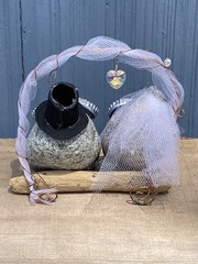 Unique Handmade Bride and Groom Rocks Wedding Decor Centerpiece Bottle Cap Eyes