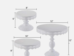 Set of 3 Cake Stands, 8″ & 10″ & 12″ round Cupcake Display Metal