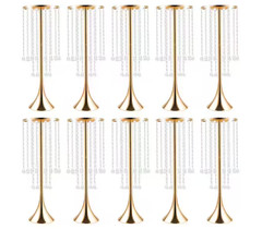 10-Pieces 21.9″ Wedding Centerpieces Flower Vases Gold Metal Decoration