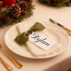 12 PCS Place Cards Table Setting 3.54″x1.96″ Name Tags With Ribbon Olive Green
