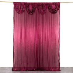 10×10 ft BURGUNDY Double Drape Satin CURTAIN Photography Backdrop Panel Party