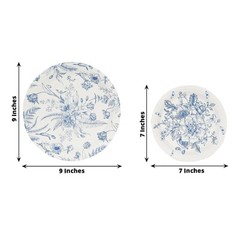 50 Dessert and Dinner Plates WHITE with Blue French Toile Pattern Wedding Party