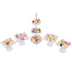 Dessert Plate Display Rack 5Pcs Cupcake Holder Tray Crystal Beads Cake Stand New