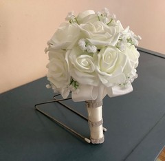Small rose and baby breath bridal bouquet..you pick colors