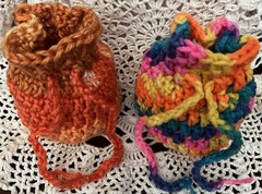 2 Crochet Drawstring Bags Wedding Party Favor Pouch Jewelry Gift Coin Dice Bags