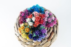KADADSA 35 Color with 100 pcs Tiny Artificial Roses 15-18 mm, Multi